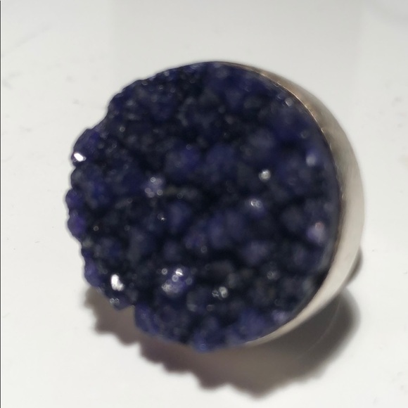 VIOLET FLAME ROCK RING IN STERLING SILVER - Picture 7 of 8